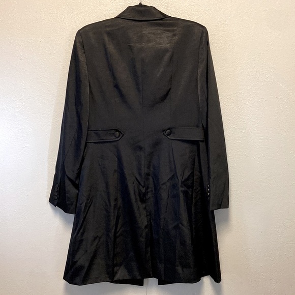 Worthington Size 12 Classic Black Belted Longline Outerwear Trenchcoat 4953 - Picture 6 of 11